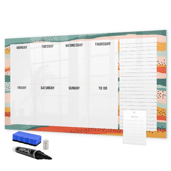 Magnetic dry erase board Weekly planner with space for photos