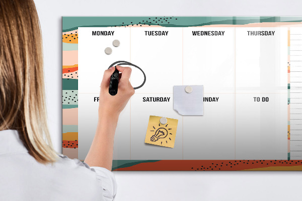 Magnetic dry erase board Weekly planner with space for photos