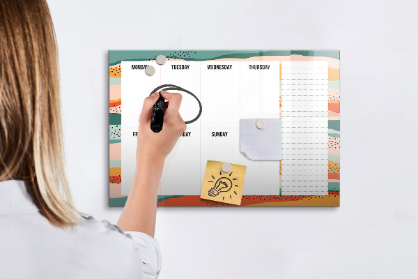 Magnetic dry erase board Weekly planner with space for photos