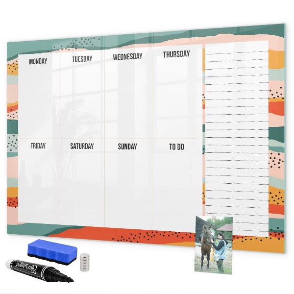 Magnetic dry erase board Weekly planner with space for photos