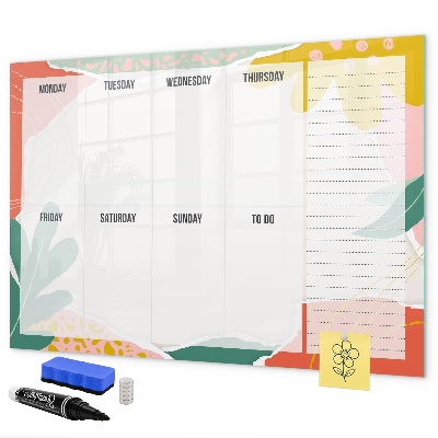 Dry erase board magnetic Weekly planner with space for photos