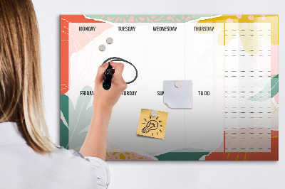 Dry erase board magnetic Weekly planner with space for photos