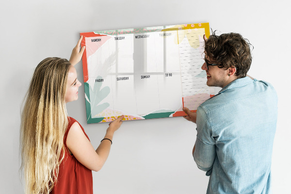 Dry erase board magnetic Weekly planner with space for photos