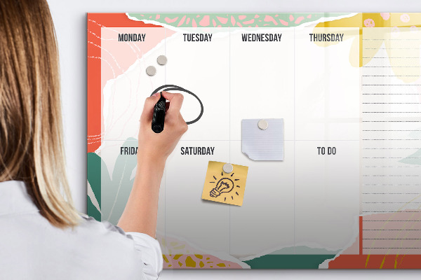 Dry erase board magnetic Weekly planner with space for photos