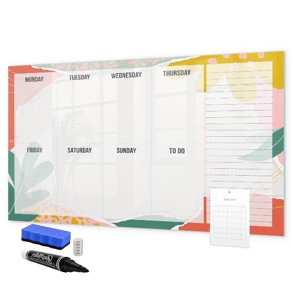 Dry erase board magnetic Weekly planner with space for photos