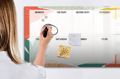 Dry erase board magnetic Weekly planner with space for photos