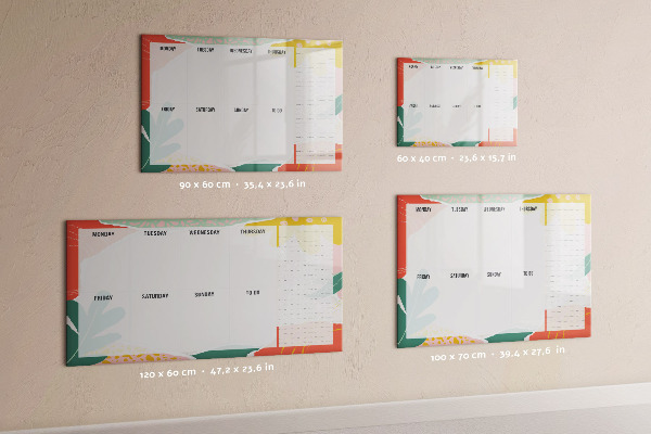 Dry erase board magnetic Weekly planner with space for photos