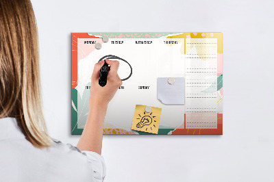 Dry erase board magnetic Weekly planner with space for photos