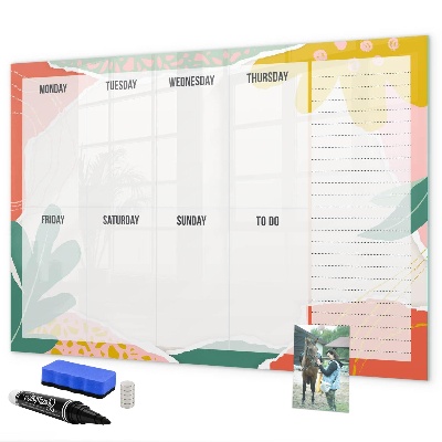 Dry erase board magnetic Weekly planner with space for photos