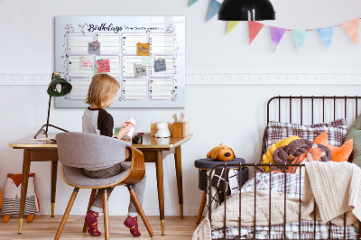 Dry erase board magnetic Birthday calendar with space for photos