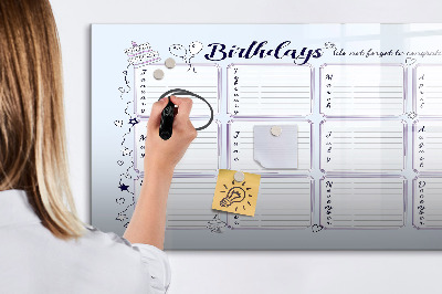 Dry erase board magnetic Birthday calendar with space for photos