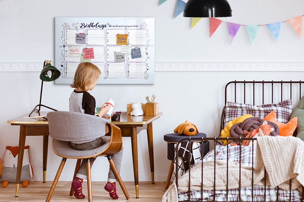 Dry erase board magnetic Birthday calendar with space for photos