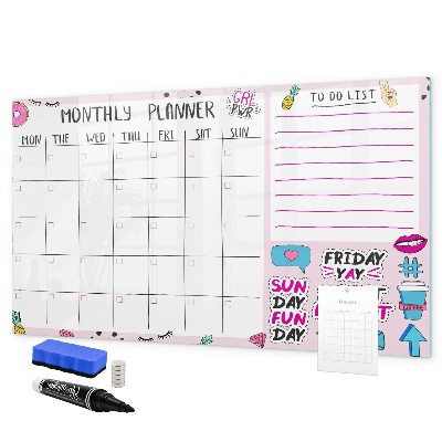 Dry erase board magnetic Monthly planner with space for photos