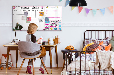 Dry erase board magnetic Monthly planner with space for photos