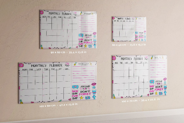 Dry erase board magnetic Monthly planner with space for photos