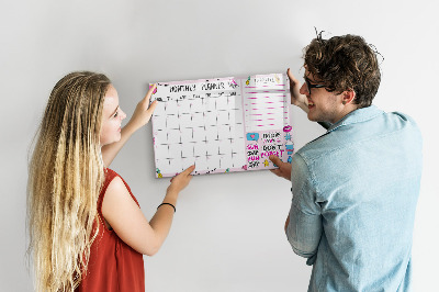 Dry erase board magnetic Monthly planner with space for photos