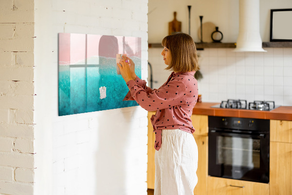Magnetic dry erase board A colorful board for notes and photos