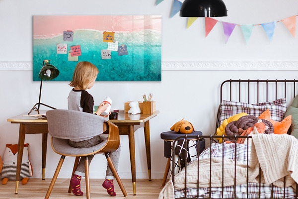 Magnetic dry erase board A colorful board for notes and photos