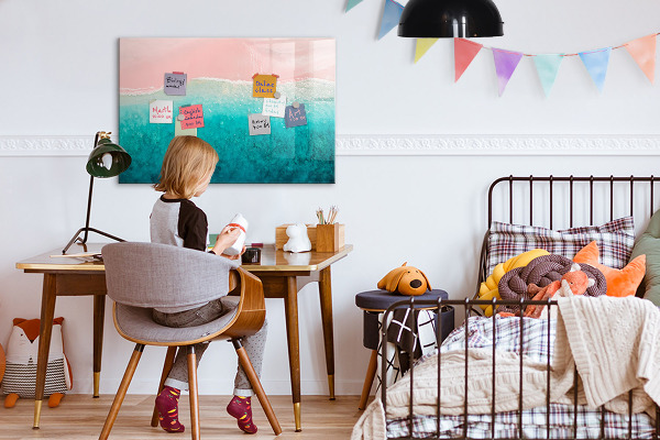 Magnetic dry erase board A colorful board for notes and photos