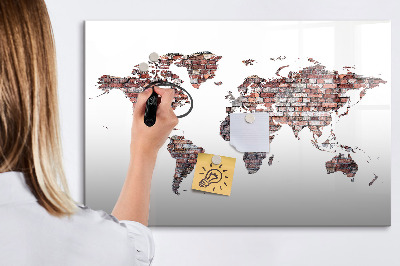 Dry erase board magnetic World map with photo locations