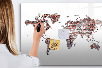 Dry erase board magnetic World map with photo locations