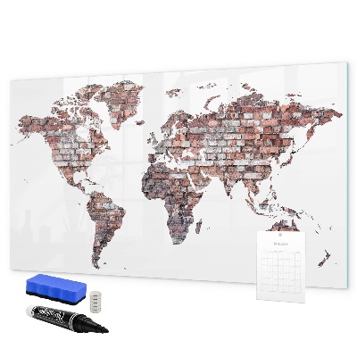 Dry erase board magnetic World map with photo locations