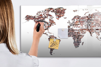 Dry erase board magnetic World map with photo locations