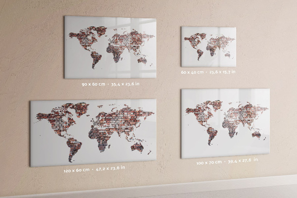 Dry erase board magnetic World map with photo locations