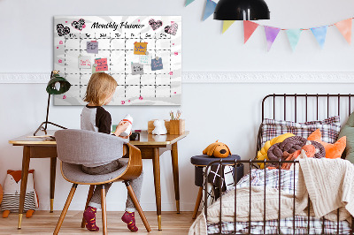 Magnetic dry erase board Monthly planner with hearts and photos