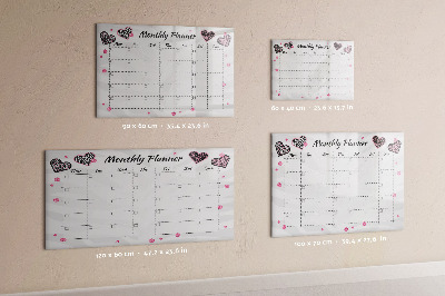 Magnetic dry erase board Monthly planner with hearts and photos