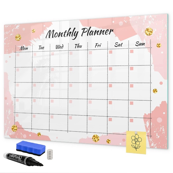 Dry erase board magnetic Monthly planner with space for photos