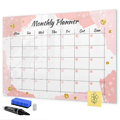 Dry erase board magnetic Monthly planner with space for photos