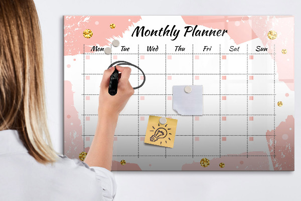Dry erase board magnetic Monthly planner with space for photos
