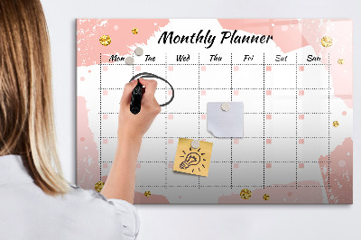 Dry erase board magnetic Monthly planner with space for photos