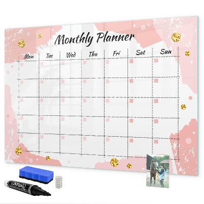Dry erase board magnetic Monthly planner with space for photos