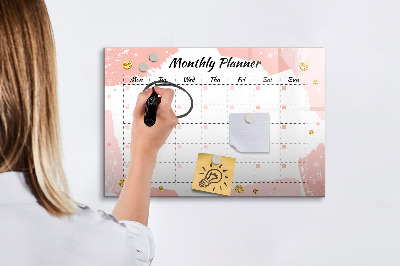 Dry erase board magnetic Monthly planner with space for photos