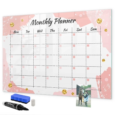 Dry erase board magnetic Monthly planner with space for photos