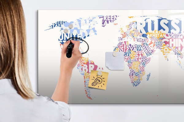Magnetic dry erase board A world map with personal memories
