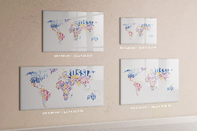 Magnetic dry erase board A world map with personal memories