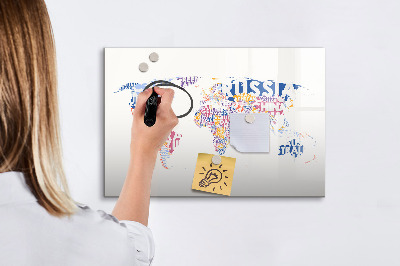 Magnetic dry erase board A world map with personal memories
