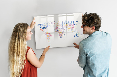 Magnetic dry erase board A world map with personal memories