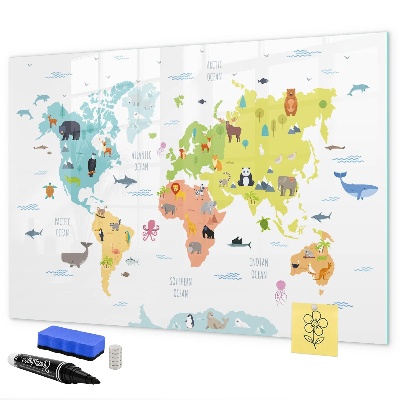 Magnetic dry erase board Interactive world map for personalization