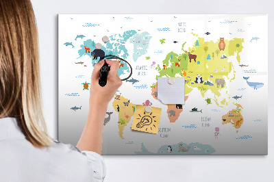 Magnetic dry erase board Interactive world map for personalization