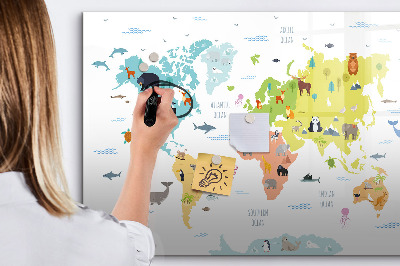 Magnetic dry erase board Interactive world map for personalization