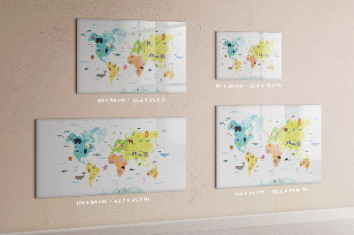 Magnetic dry erase board Interactive world map for personalization