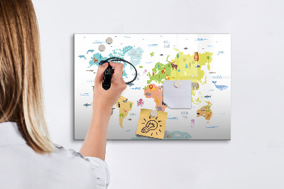 Magnetic dry erase board Interactive world map for personalization