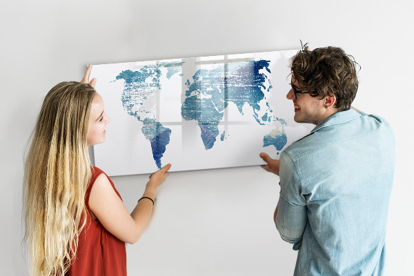 Dry erase board magnetic Memories Map with Personal Photos