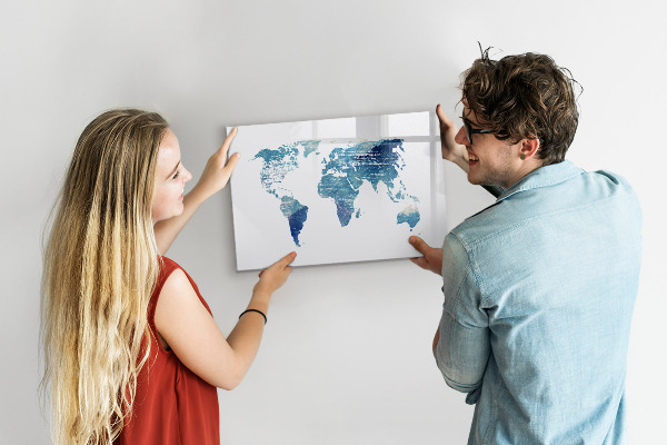 Dry erase board magnetic Memories Map with Personal Photos