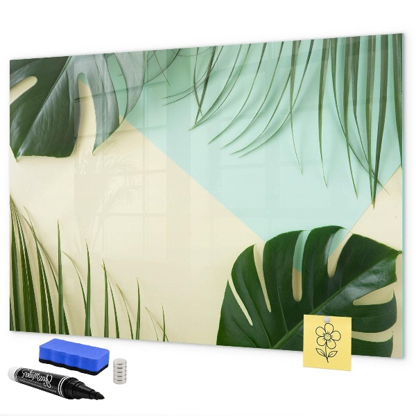 Magnetic dry erase board Stylish memo board with plants