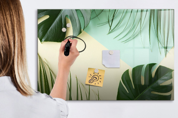 Magnetic dry erase board Stylish memo board with plants